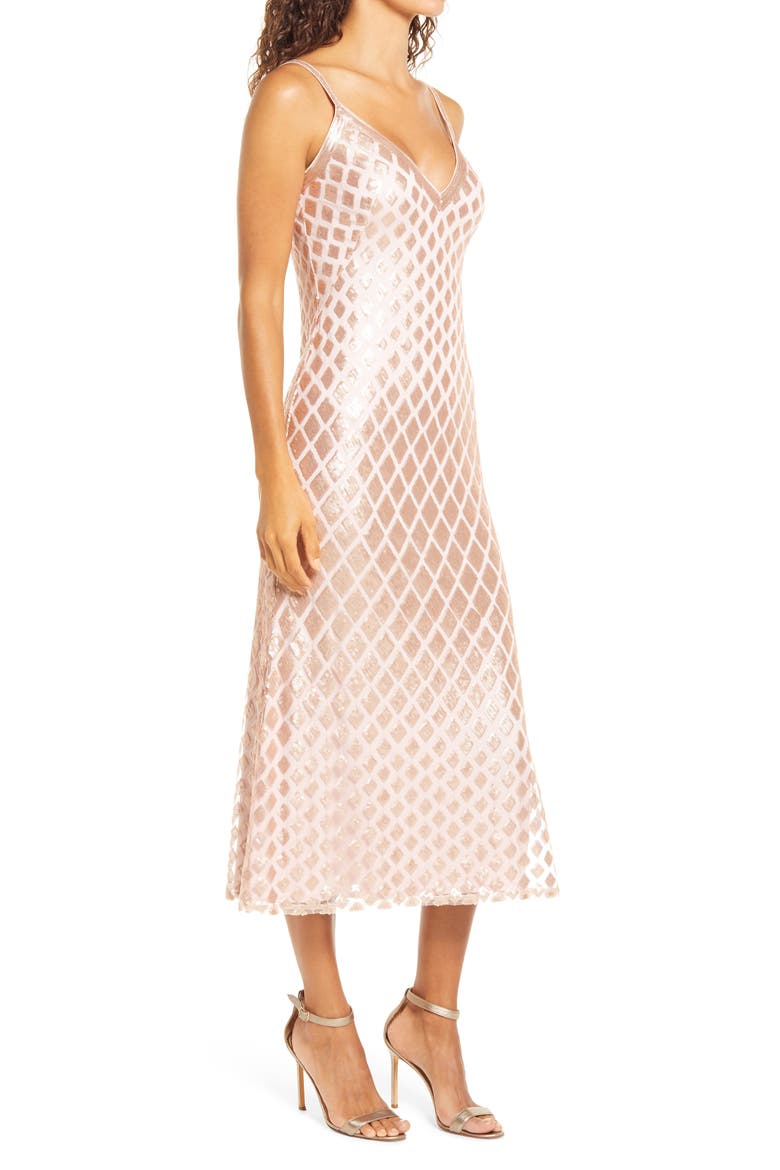 Diamond Sequins Midi Gown, Alternate, color, BLUSH