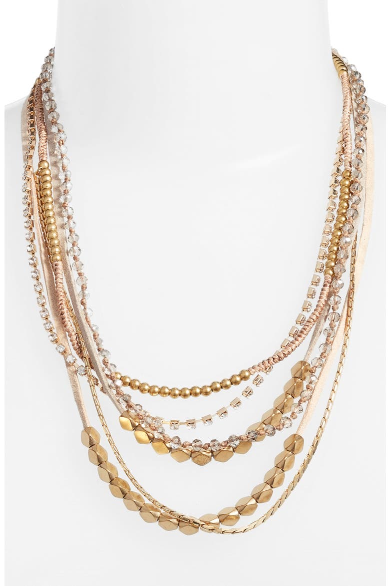 Mixed Media Statement Necklace, Alternate, color, NATURAL