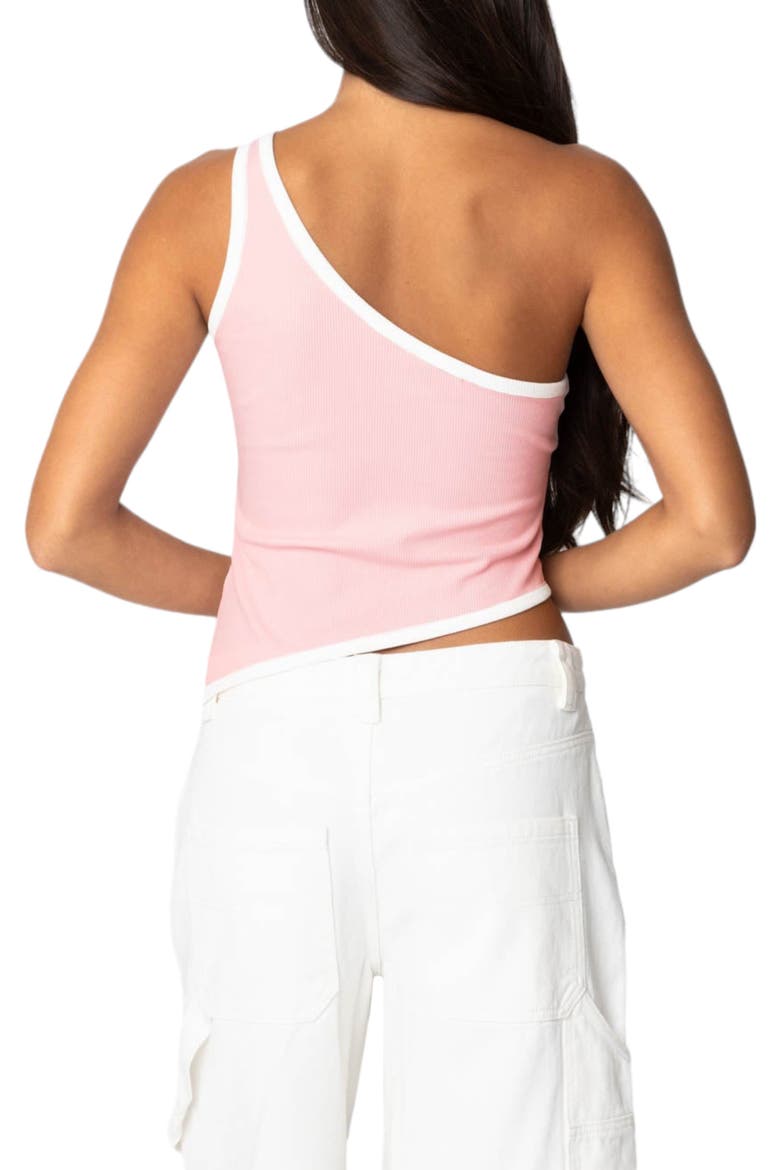 Asymmetric One-Shoulder Rib Top, Alternate, color, PINK