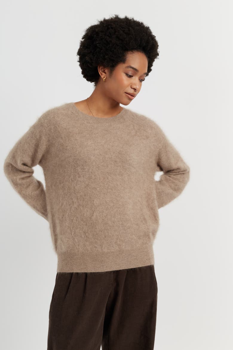 Brushed Cashmere Crew Neck Sweater, Alternate, color, Warm Oatmeal