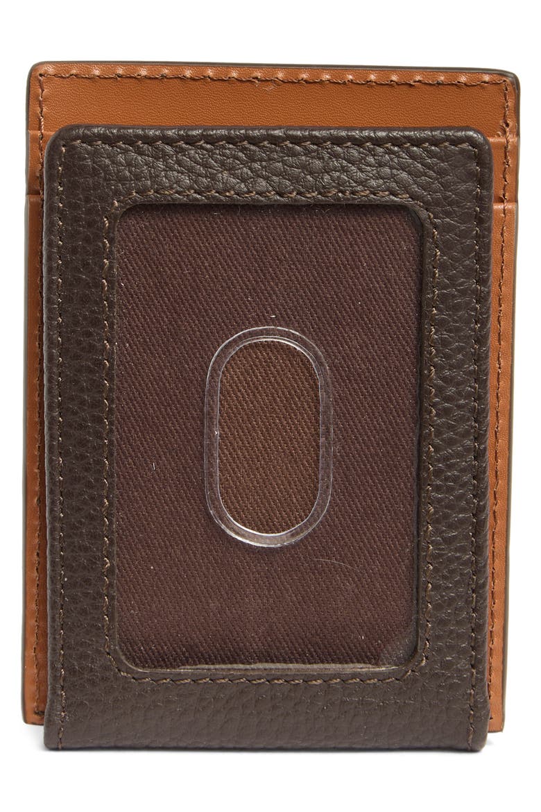 Como Pebbled Leather Slim Card Case, Alternate, color, BROWN/ TAN
