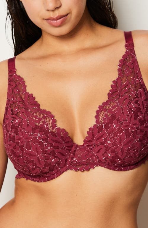 Etam Legen 6 Lace Underwire Bra In Burgundy/copper