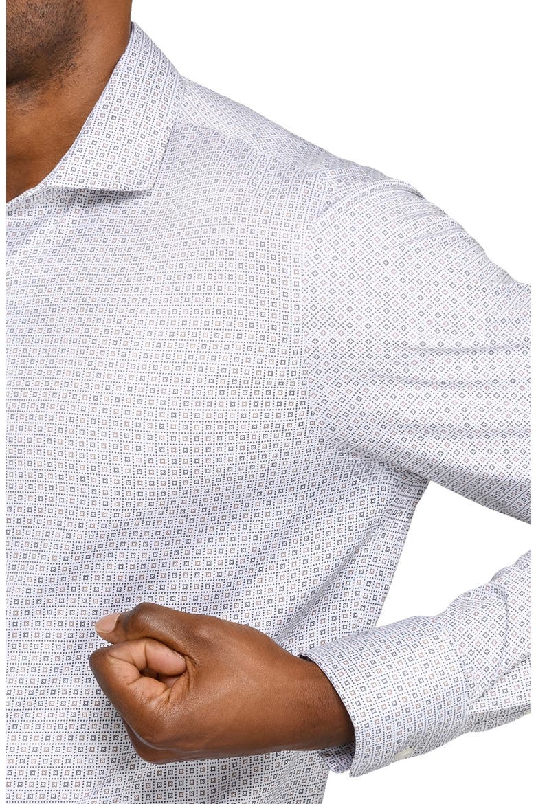 Reworked Slim Fit Geometric Print Cotton Dress Shirt, Alternate, color, WHITE