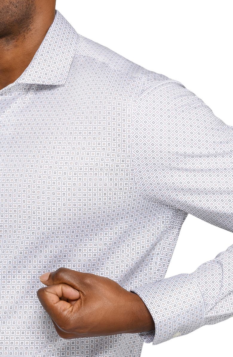 W.R.K Reworked Slim Fit Geometric Print Cotton Dress Shirt, Alternate, color, White
