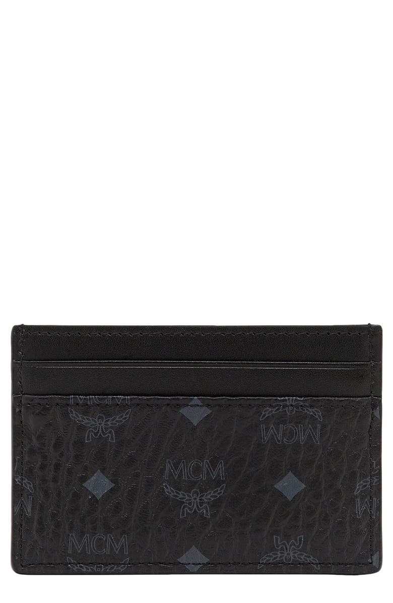 MCM Mini Visetos Coated Canvas Card Case, Main, color,