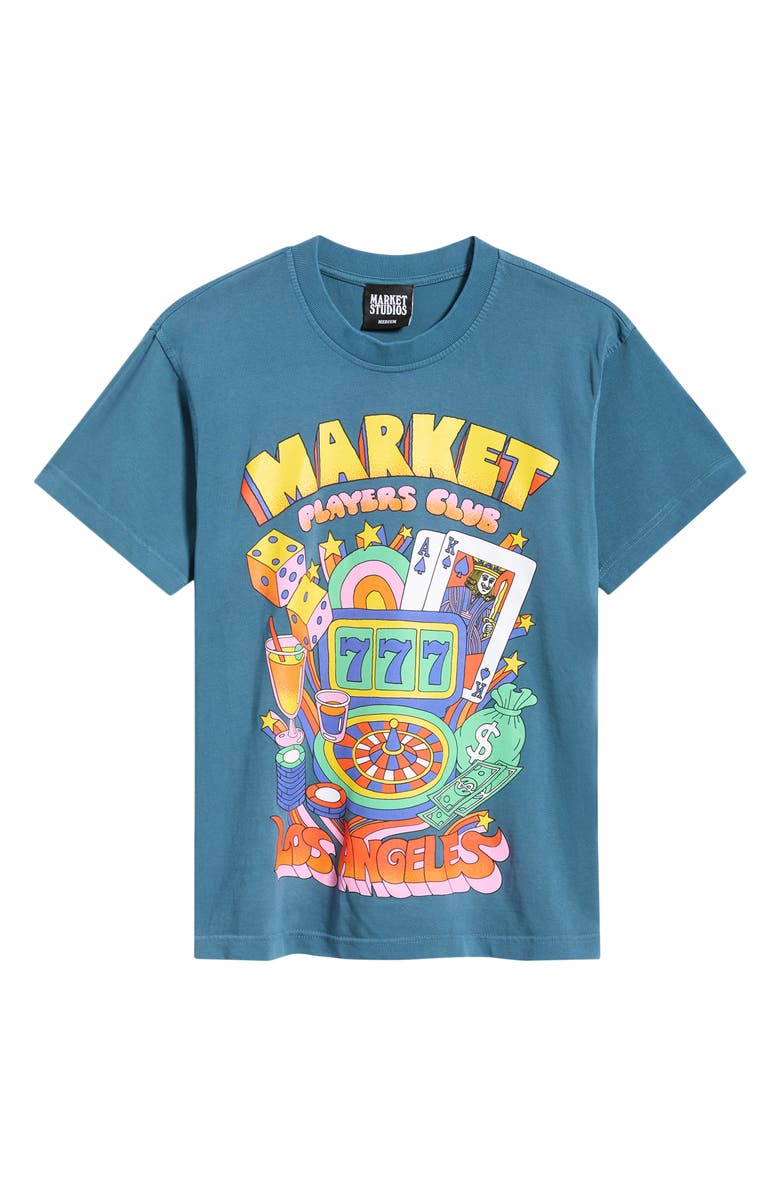 MARKET Players Club Cotton Graphic T-Shirt, Alternate, color, Pebble Blue