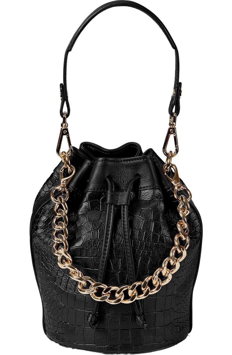 GiGi New York BROOKLYN BUCKET BAG, Alternate, color, Black Embossed Croc