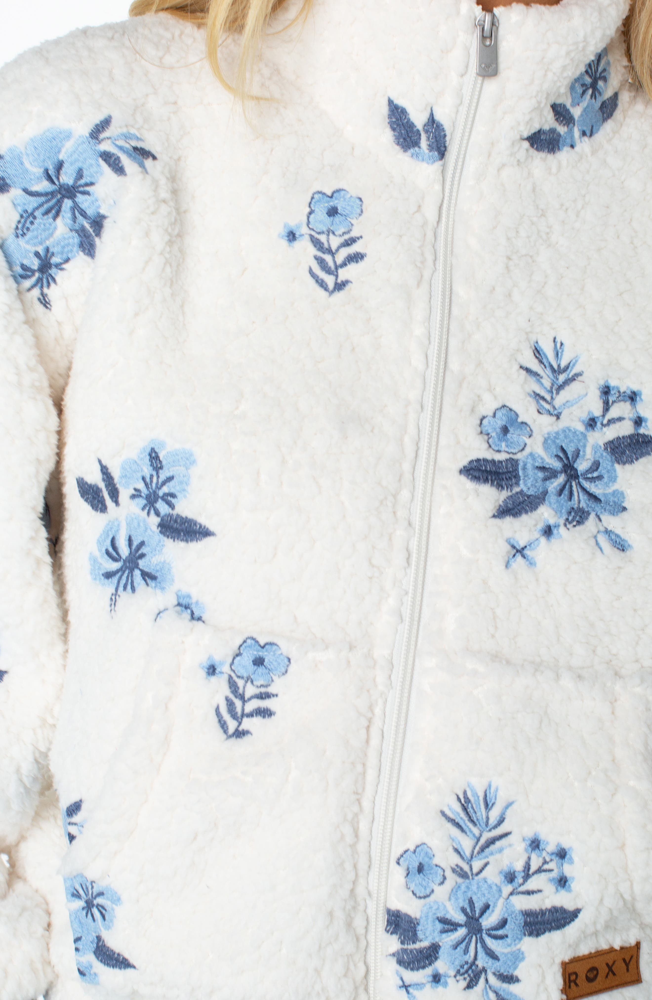 Roxy Embroidered High Pile Fleece Jacket (Women) | Nordstrom