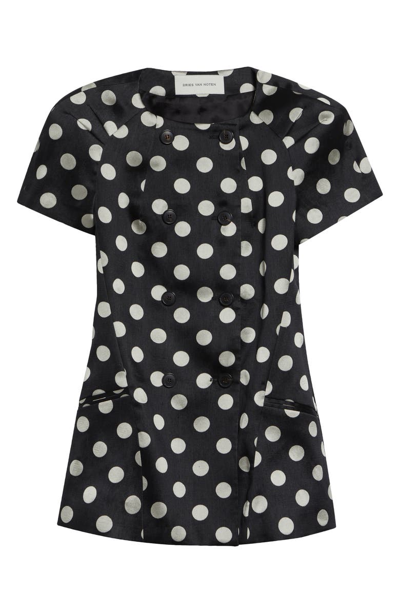 Dries Van Noten Polka Dot Washed Mousseline Jacket, Main, color, Black
