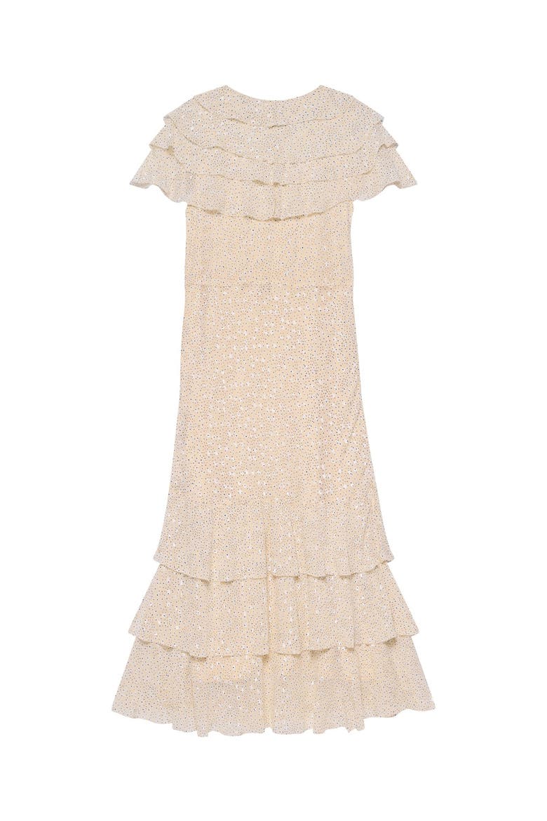 Ruffle Print Midi Dress, Alternate, color, Yellow