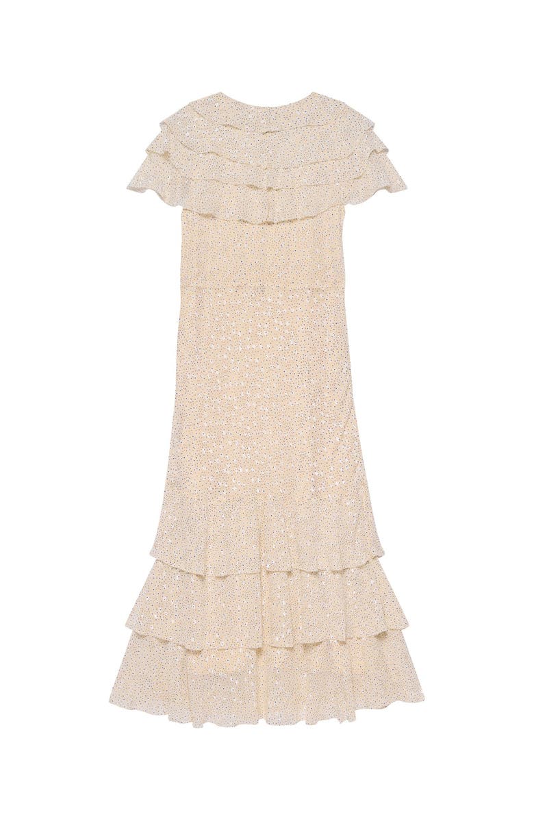 MINT VELVET Ruffle Print Midi Dress, Alternate, color, Yellow