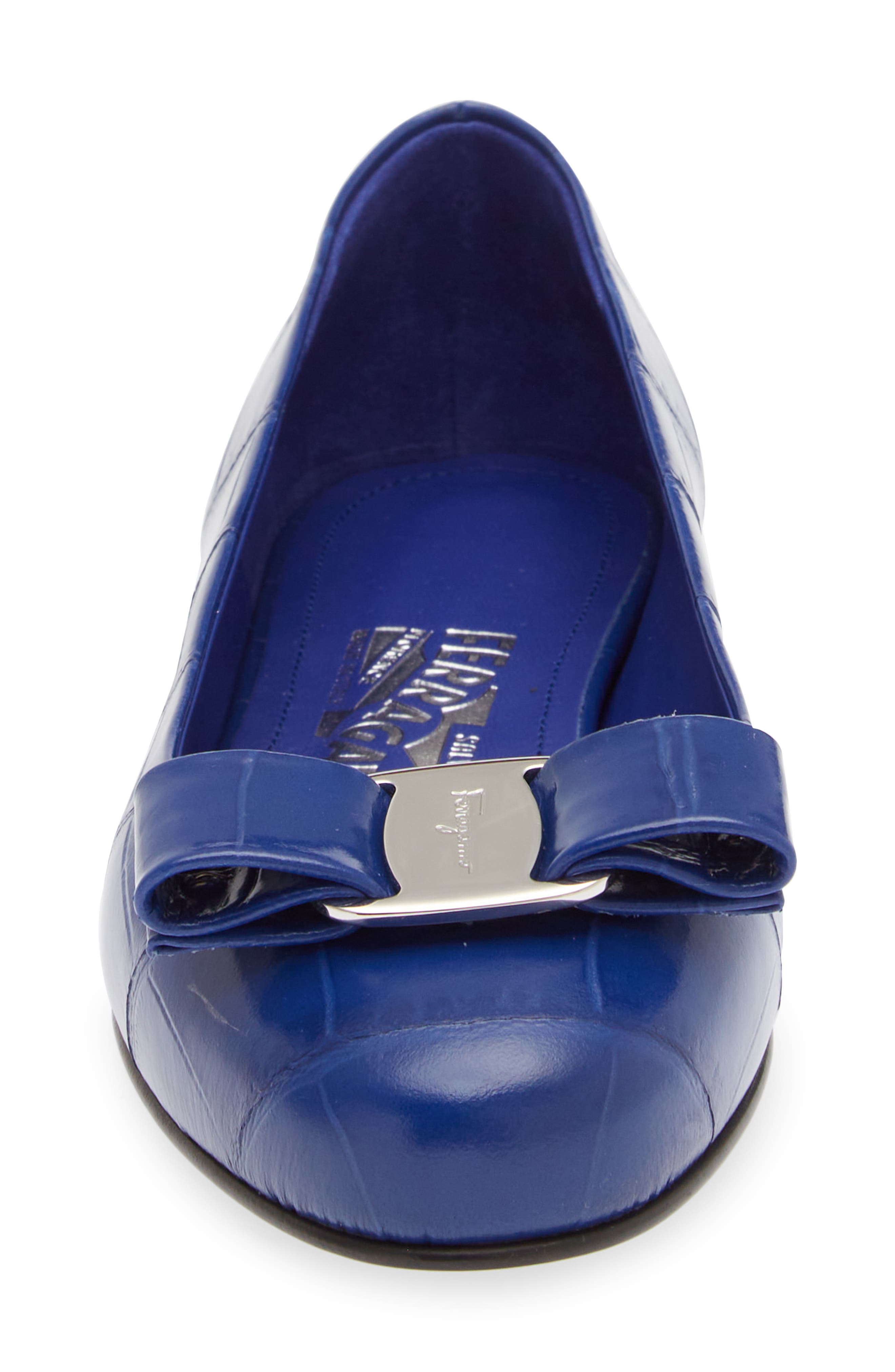 FERRAGAMO Varina Croc Embossed Flat, Alternate, color, 