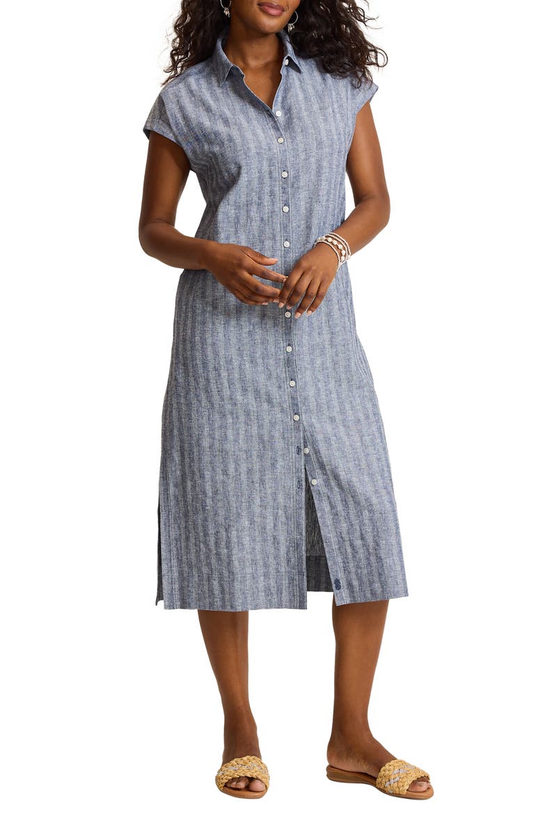 Textured Dobby Midi Shirtdress, Main, color, COASTLINE