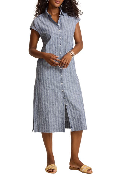 Textured Dobby Midi Shirtdress