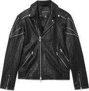 John Varvatos Daniel Oversprayed Leather Moto Jacket