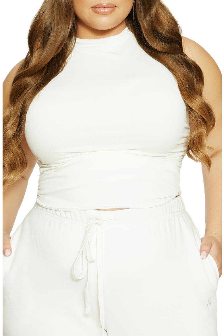 x Lori Harvey Side Ruched Crop Tank, Alternate, color, WHITE