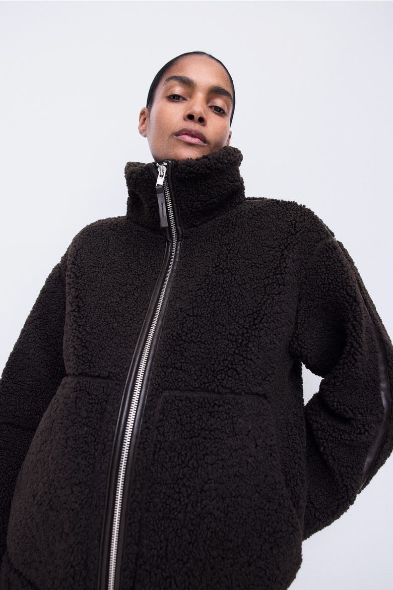 Mama Teddy Fleece Jacket, Alternate, color, Dark brown