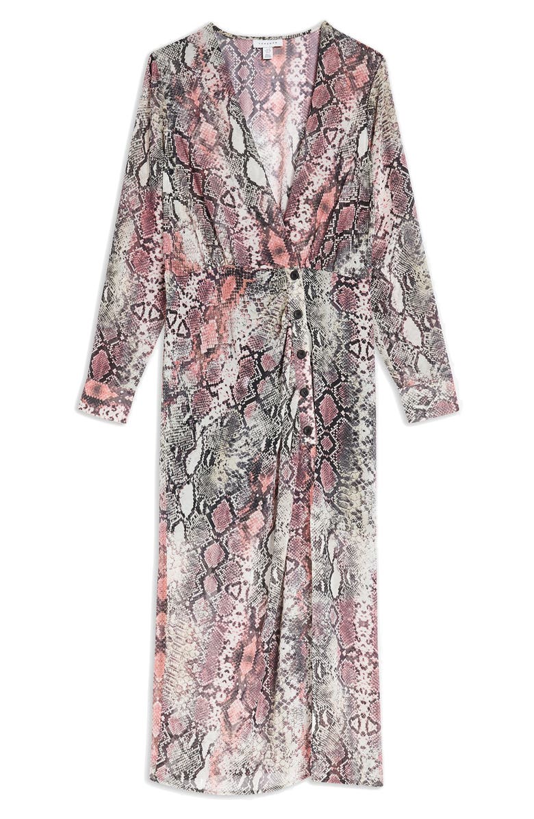 Topshop Snake Print Chiffon Midi Dress, Alternate, color,