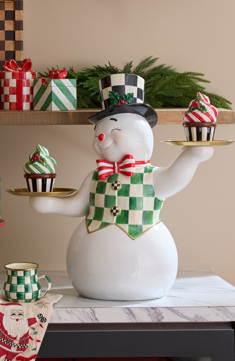 MACKENZIE CHILDS Check It Out Snowman Butler, Alternate, color, White