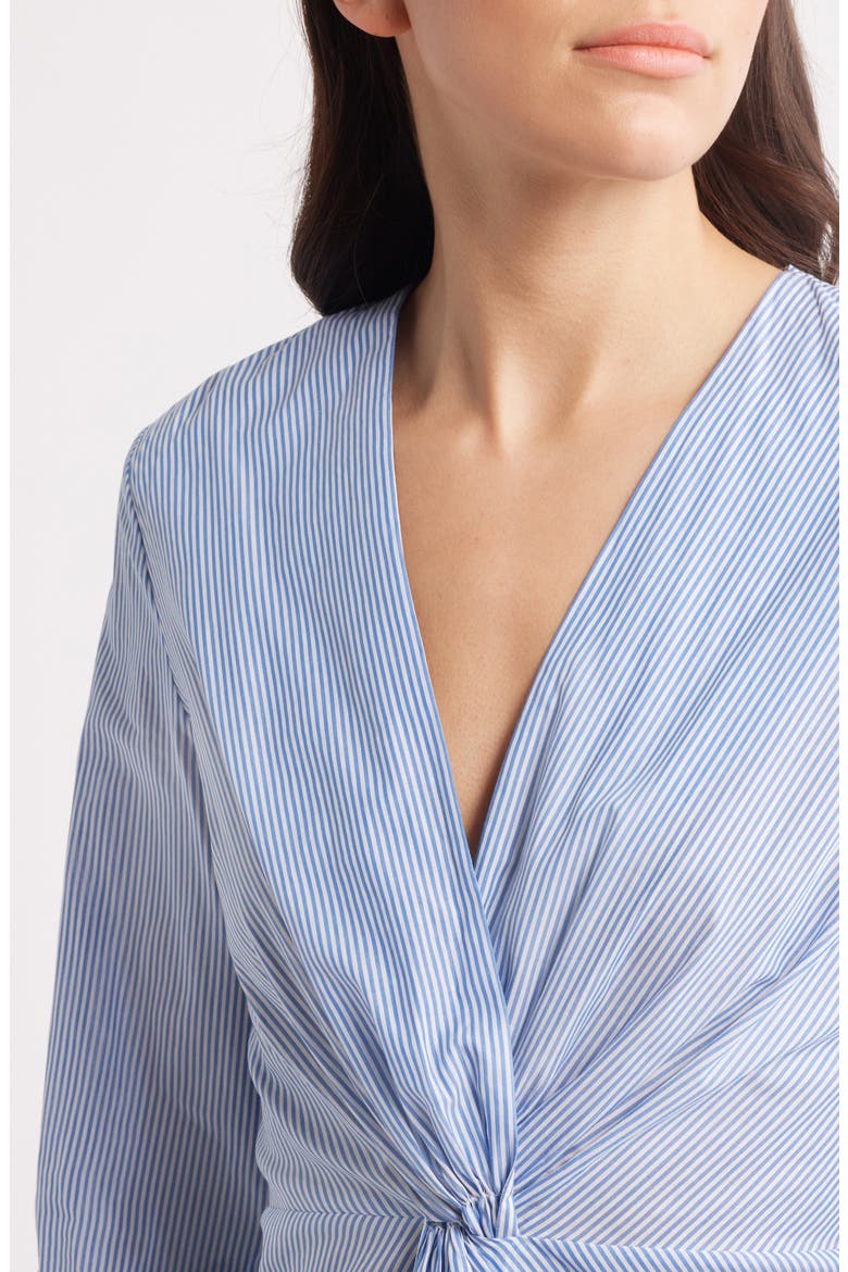 Bawari Stripe Twist Front Cotton Shirt, Alternate, color, MED BU