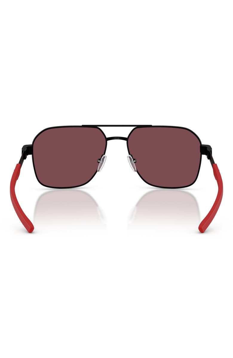 Scuderia Ferrari 57mm Square Sunglasses, Alternate, color, Matte Black / Red Ferrari