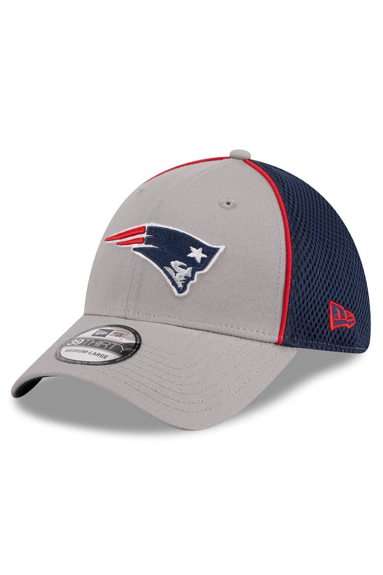 Men's New Era Gray New England Patriots  Pipe 39THIRTY Flex Hat, Alternate, color, Gray