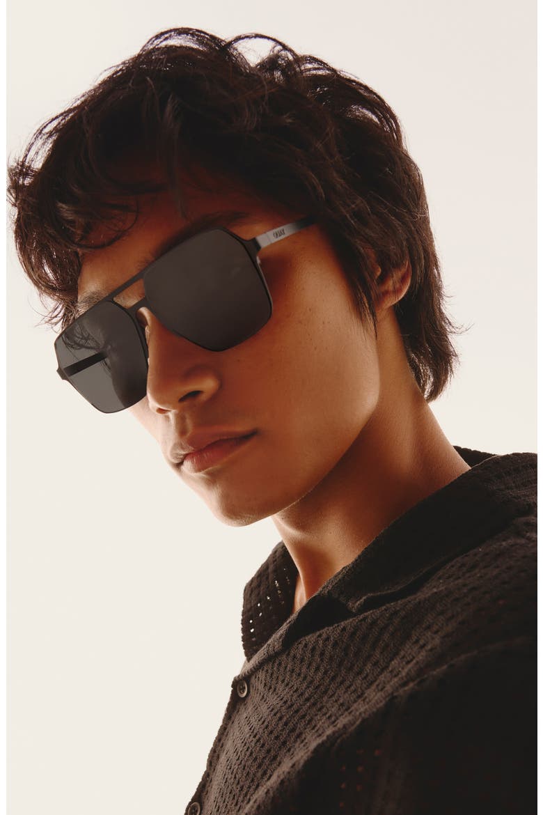 Backstage Pass 60mm Polarized Aviator Sunglasses, Alternate, color, BLACK / BLACK POLARIZED