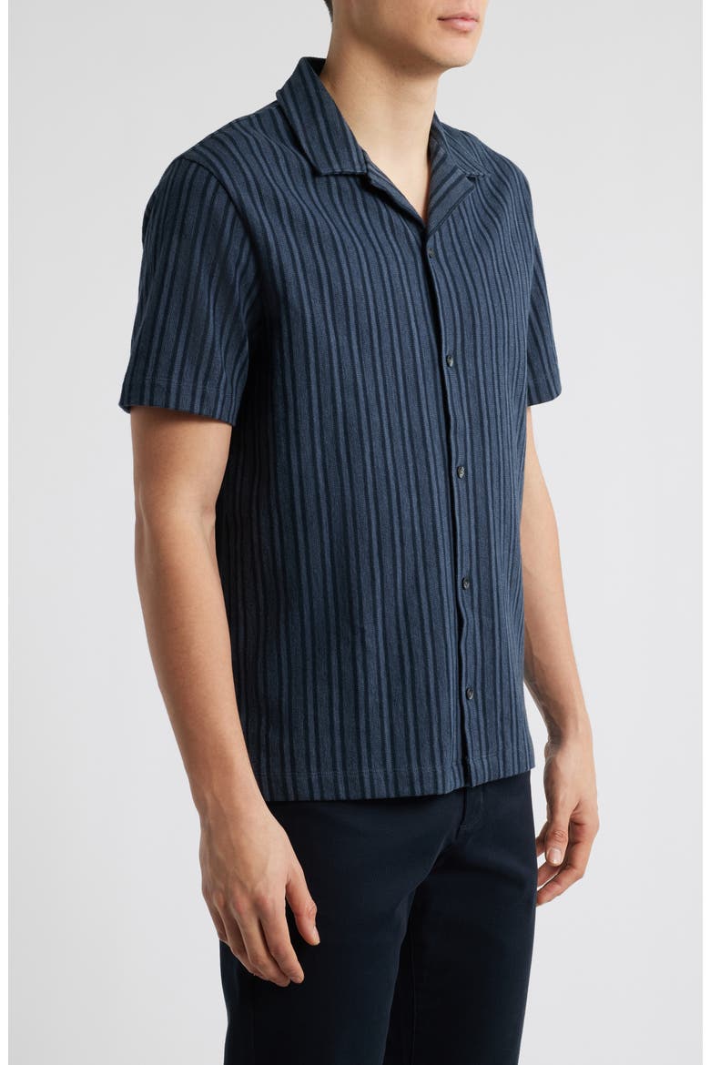 Cabana Stripe Short Sleeve Button-Up Camp Shirt, Alternate, color, VENICE BLUE/COASTAL
