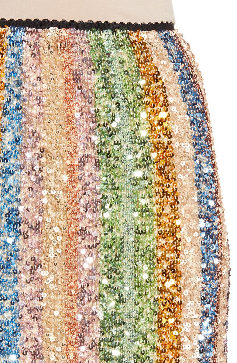 Endless Rose Rainbow Sequin Stripe Pencil Skirt, Alternate, color, 