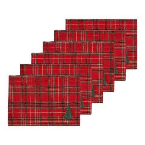 Spruce Tree Plaid Machine Wash Set of 6 Placemats 14" x 20"