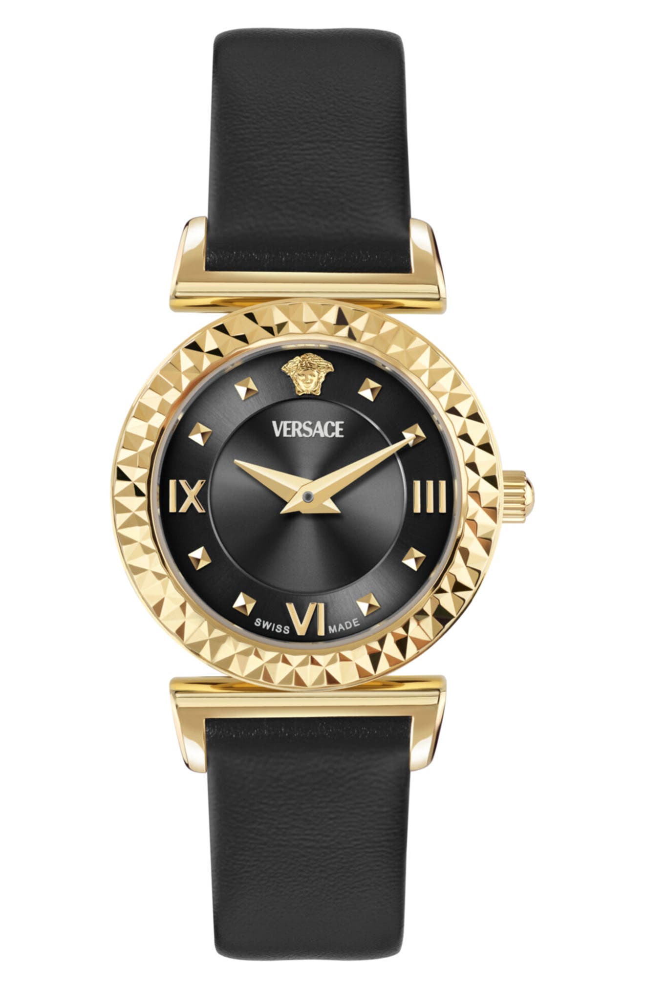 Mini Vanity Quartz Leather Strap Watch, 27mm
