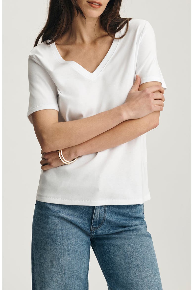 Olivia V-Neck Cotton T-Shirt, Main, color, WHITE