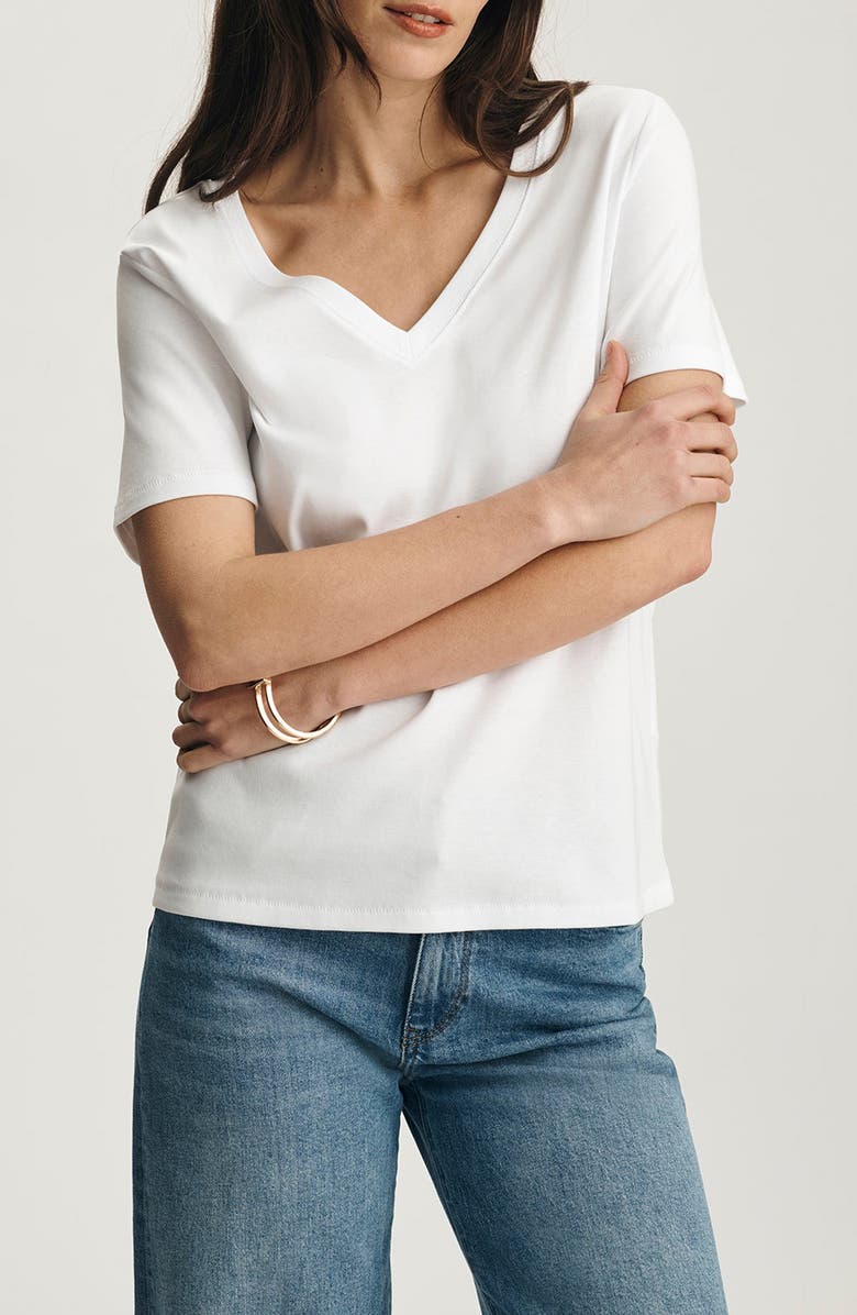 Mavi Jeans Olivia V-Neck Cotton T-Shirt, Main, color, White