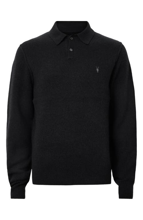 Allsaints Statten Regular Fit Polo Collar Sweater In Black
