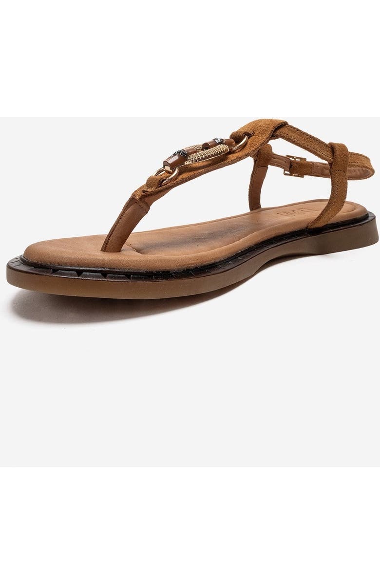 Forever & Always Shoes Tiana Leather Buckled Sandal, Alternate, color, Cognac Suede