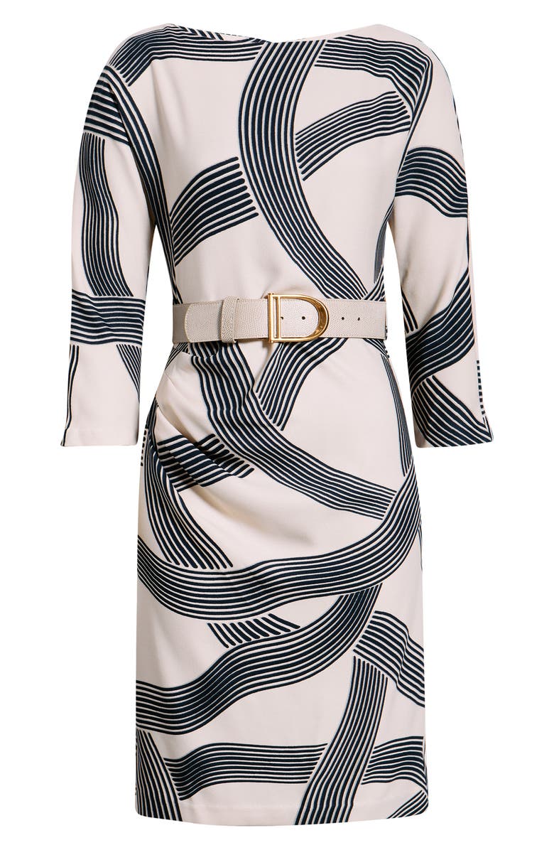 Donna Karan New York Swirl Print Belted Dress, Alternate, color, Vellum/ Nightfall