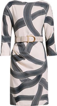 Donna Karan New York Swirl Print Belted Dress