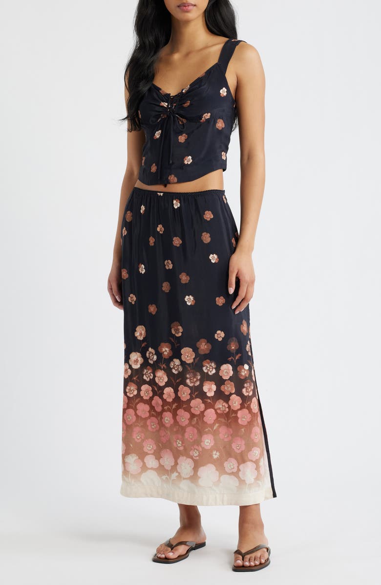 Free People Of the Season Floral Print Tank & Maxi Skirt Set, Main, color, Espresso Combo