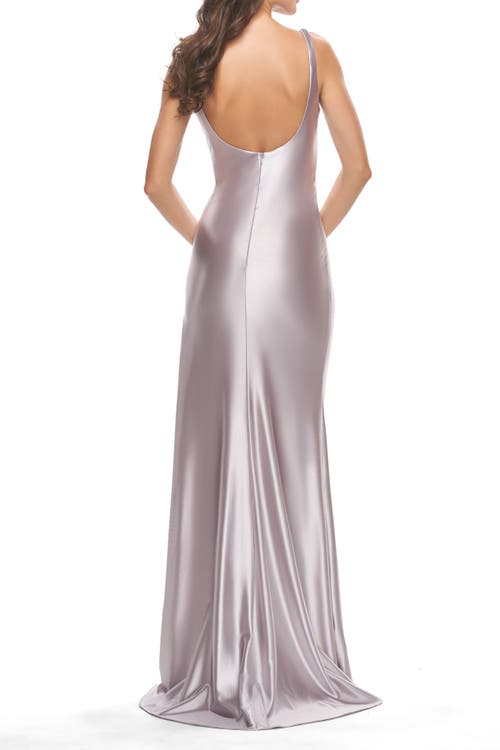 La Femme Liquid Jersey Fitted Dress With High Slit