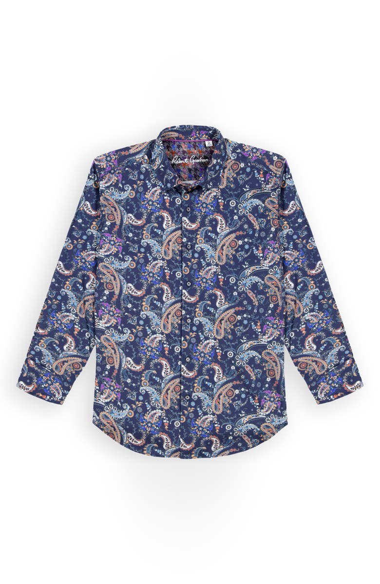 Robert Graham Chandler Floral & Paisley Stretch Cotton Button-Up Shirt, Alternate, color, Blue Multi