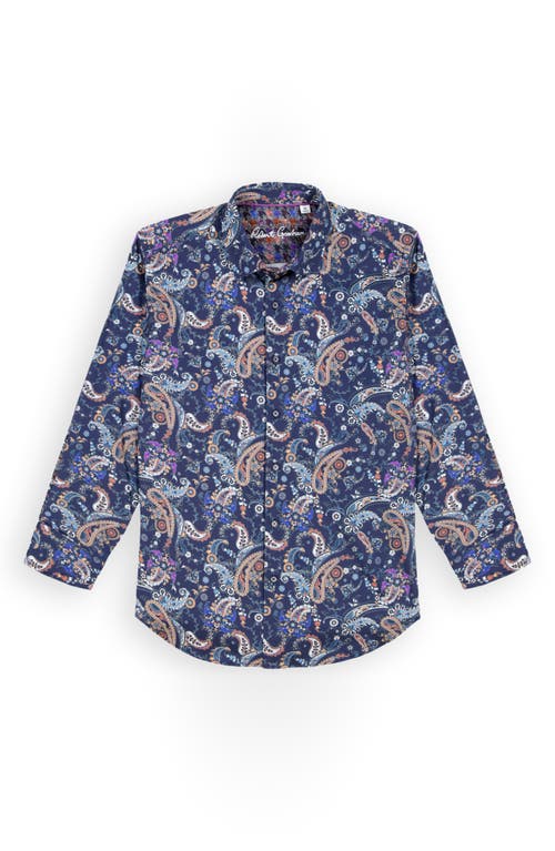 Robert Graham Chandler Floral & Paisley Stretch Cotton Button-up Shirt In Blue