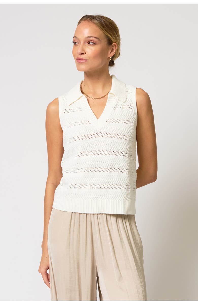 Central Park West Avery Pointelle Johnny Collar, Main, color, Ivory
