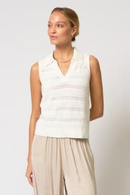 Central Park West Avery Pointelle Johnny Collar