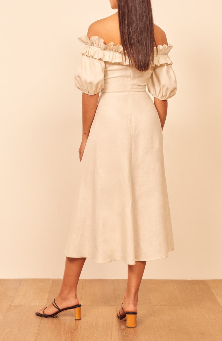 Reformation Marley Off the Shoulder Linen Dress, Alternate, color, 