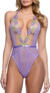 Roma Confidential Peony Blossom Embroidered Mesh Teddy