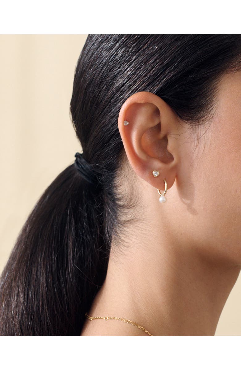 Edge of Ember Solid Gold Heart White Sapphire Stud Earrings, Alternate, color, Metallic Gold