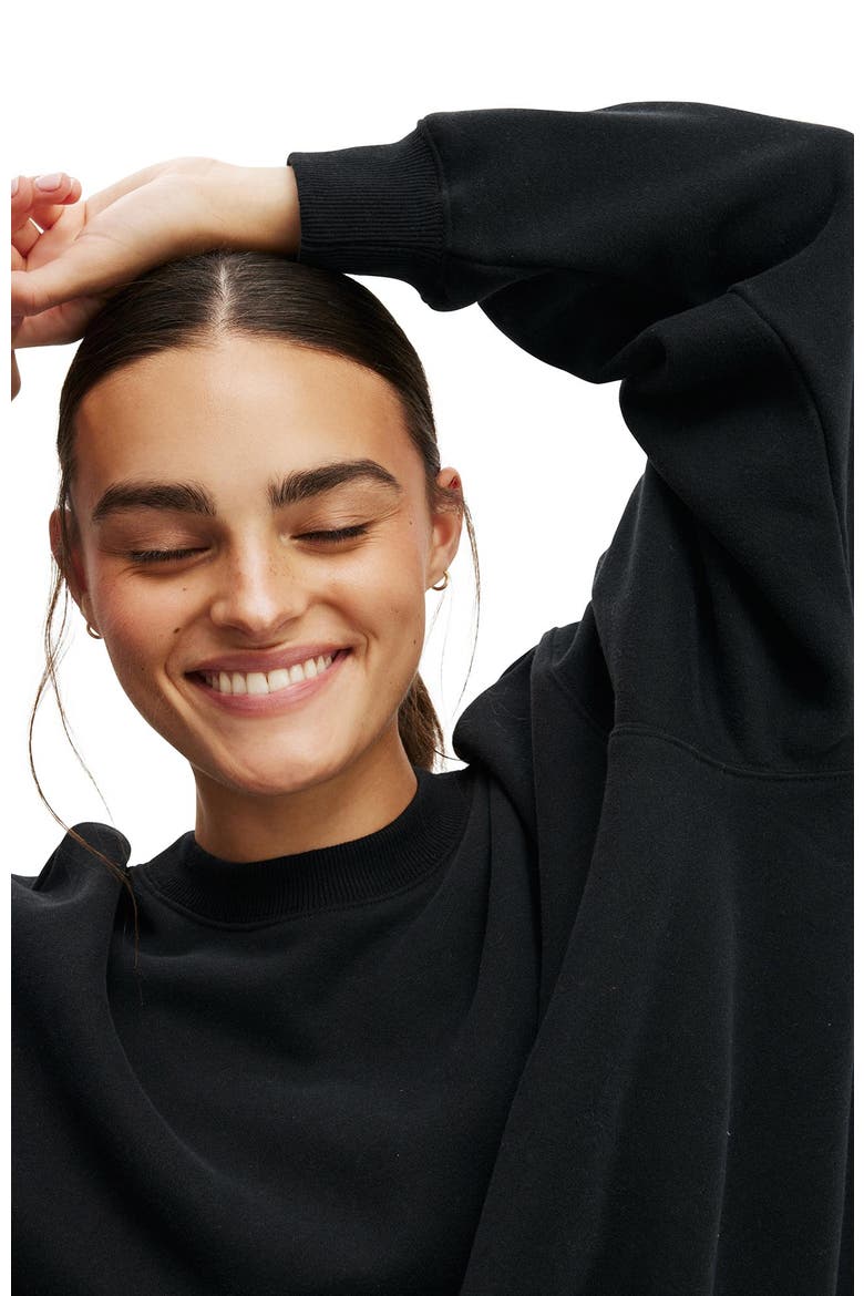 Women's Active Plush Crew Sweatshirt, Alternate, color, Black