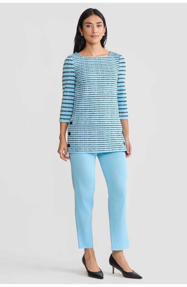 Ming Wang Horizontal Stripe Soft Knit Tunic, Alternate, color, Serene/Black