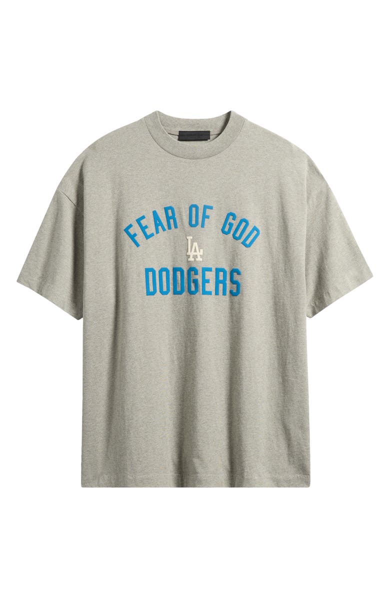 Fear of God Essentials MLB Dodgers '90s Fit Cotton Graphic T-Shirt, Alternate, color, Warm Heather