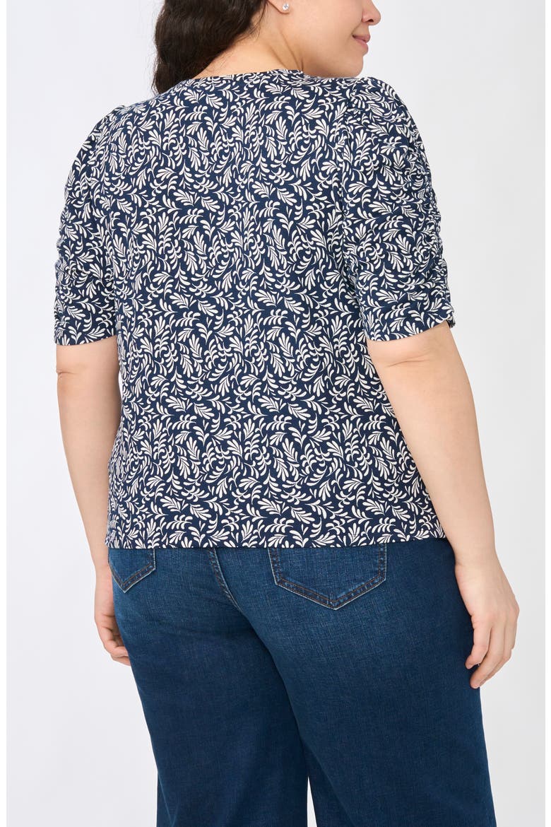 Elastic Gathered Sleeve Top, Alternate, color, CLASSIC NAVY